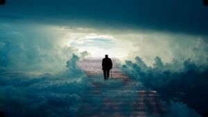 Using EFT for grief: image of a person walking out of darkness into the light